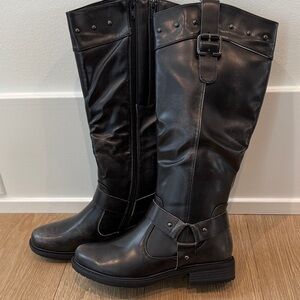 Natural Reflections Black Over the Knee Boots